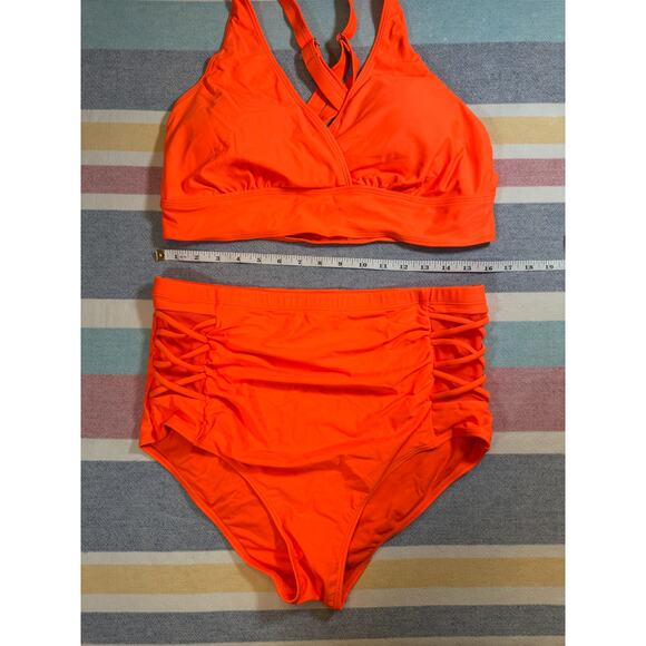 NWT Yonique Neon Orange High-Rise Bikini - Size 16W - Picture 10 of 10